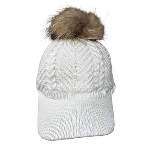 White Knit Pom-Pom Hat